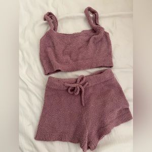 Fuzzy pink pajama set
